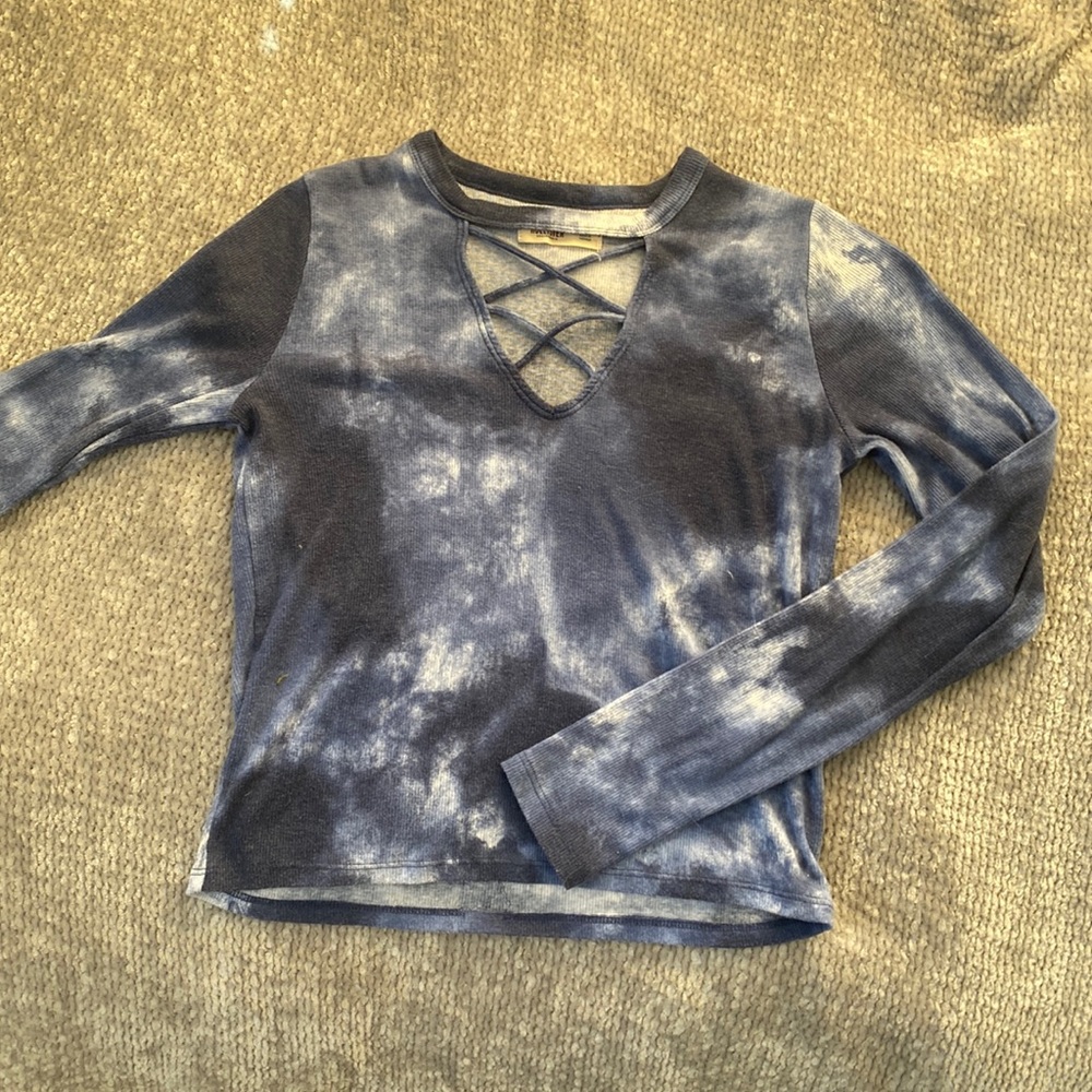 Blue and white tie-dye long sleeve Shirt